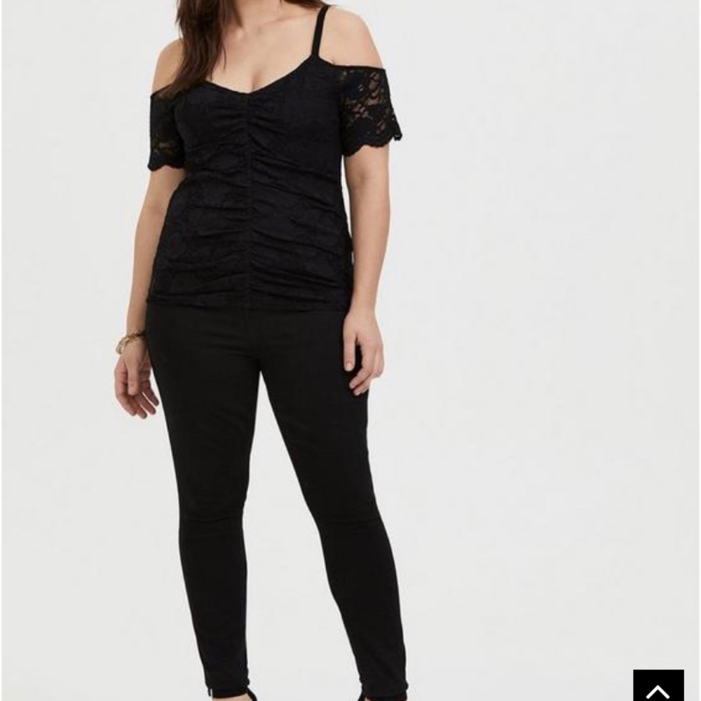 TORRID LACE DOUBLE V-NECK COLD SHOULDER MIDI TOP 4